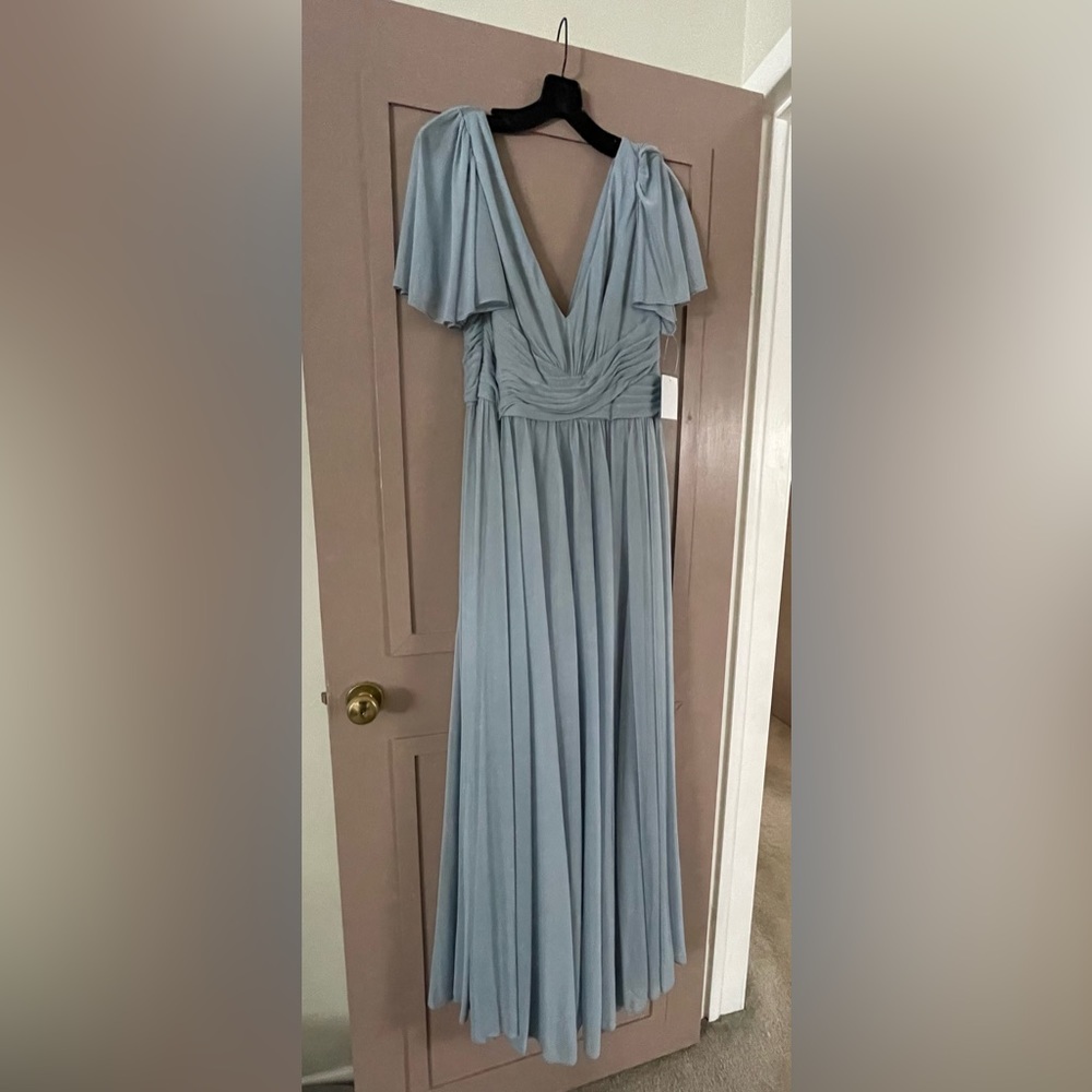 David’s Bridal Dusty Blue Bridesmaid Dress